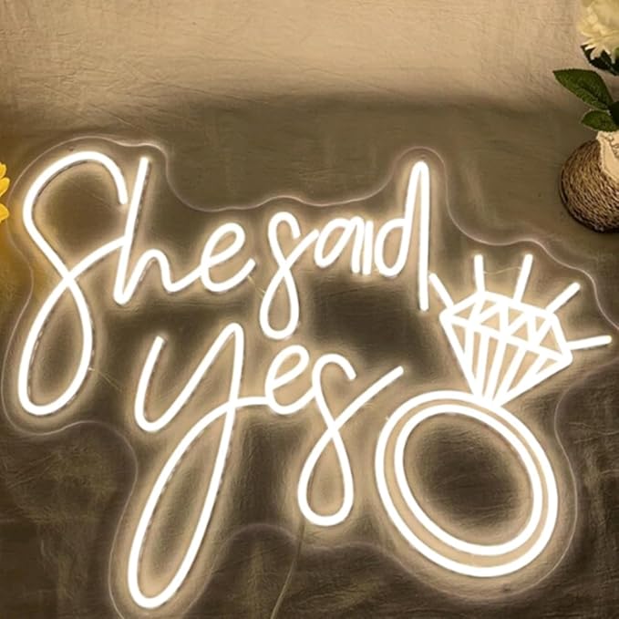 She Said Yes Neon Sign, Custom Neon Signs For Wedding, Wedding Party Decoration Wall Hanging Art, Couple Engagement Decor, Gift For Her Size:20x16inches