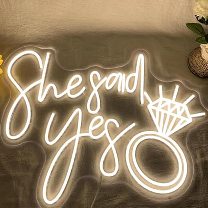 She Said Yes Neon Sign, Custom Neon Signs For Wedding, Wedding Party Decoration Wall Hanging Art, Couple Engagement Decor, Gift For Her Size:20x16inches