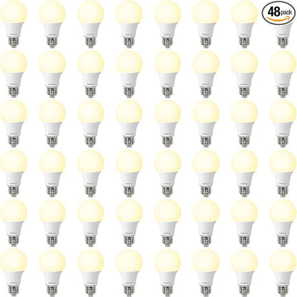 48 Pack A19 LED Light Bulbs 60W Equivalent, Soft White 2700K, 800 Lumens, E26 Base, Non-Dimmable, 8W Energy Efficient Warm LED Bulbs for Home Lighting