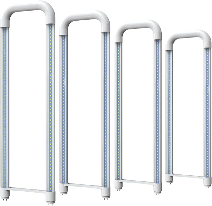 Romwish U Shaped LED Tube Lights, T8 T12, 18W(40W Equiv.), 6000K Super Bright, 2000LM, Fluorescent Light Tube Replacement, Ballast Bypass, Dual-Ended Powered, Clear Cover, 4 Pack