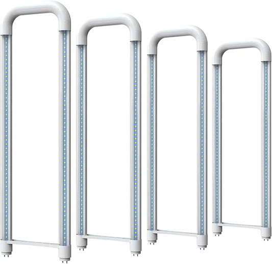 Romwish U Shaped LED Tube Lights, T8 T12, 18W(40W Equiv.), 6000K Super Bright, 2000LM, Fluorescent Light Tube Replacement, Ballast Bypass, Dual-Ended Powered, Clear Cover, 4 Pack