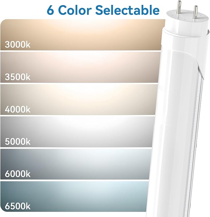 JESLED T8 LED 4FT Tube Lights, Type A+B, 24W, 3200LM, 6 Colors 3000K | 3500K | 4000K | 5000K | 6000K | 6500K, Plug and Play or Ballast Bypass, LED Bulbs 4 Foot Replacement, Dual-Ended, Frosted,4 Pack