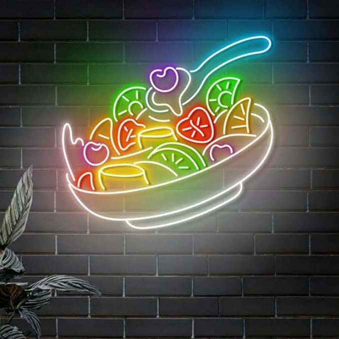 Healthy Fruit Salad Neon Sign, Vegetable Salad Led Neon Sign, Restaurant & Kitchen Decor, Fresh Salad Bar Sign Size:20inch