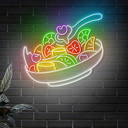 Healthy Fruit Salad Neon Sign, Vegetable Salad Led Neon Sign, Restaurant & Kitchen Decor, Fresh Salad Bar Sign Size:20inch