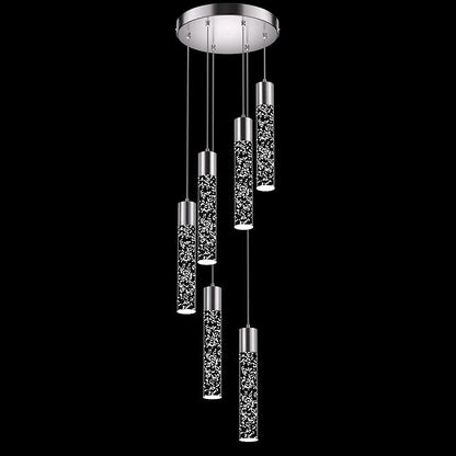 Pendant Lights Kitchen Island, Modern Kitchen Island Lights, Ceiling Lighting Fixtures with Crystal Bubble, Integrated LED Hanging Light Nickel 1 Pack(6-Light)