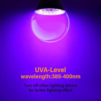 TAIYALOO LED Black Light Bulbs,Halloween 12W A19 UV Blacklight,100 Watt Equivalent,UVA Level 385-400nm Wavelength,Glow in The Dark for Glow in Dark,Body Paint Fluorescent Poster Glow Party,2 Pack