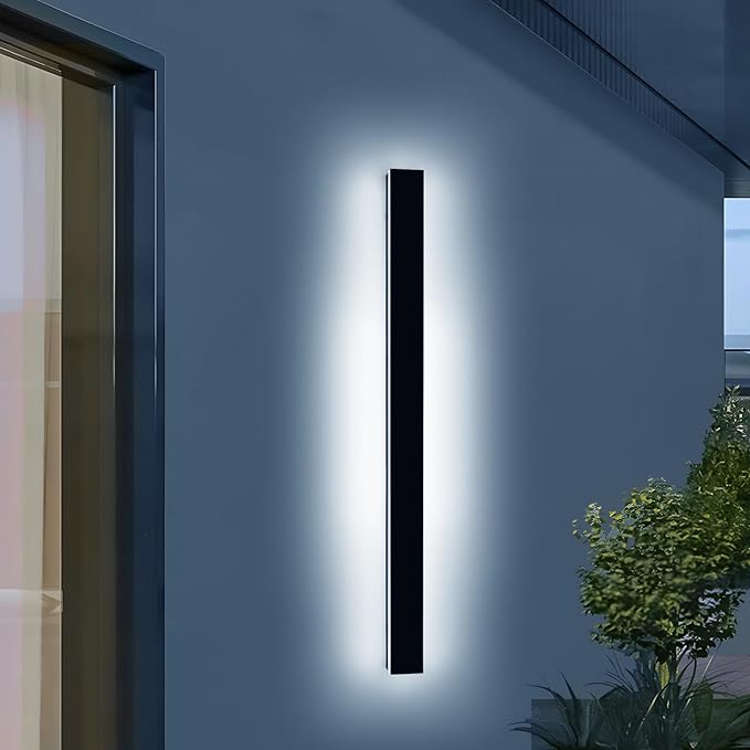 Outdoor Long Wall Light, 59inch LED Wall Mounted Sconces, 3000K-6000K Dimmable, Modern Lighting Fixture IP65 Waterproof Exterior Wall Light for Courtyard, Hallway, Garage with Remote Control