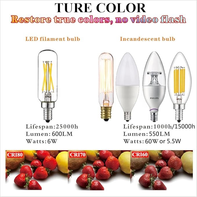 LiteHistory E12 led Bulb 6W Equivalent Candelabra Light Bulbs 60 watt Neutral White 4000K AC120V 600LM Dimmable T6 T25 for Chandeliers,Ceiling Fan and Wall sconces Pack of 6