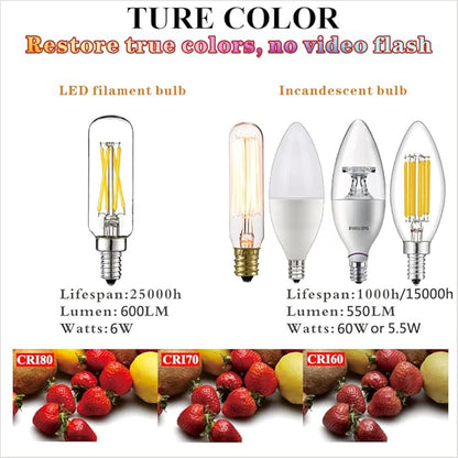 LiteHistory E12 led Bulb 6W Equivalent Candelabra Light Bulbs 60 watt Neutral White 4000K AC120V 600LM Dimmable T6 T25 for Chandeliers,Ceiling Fan and Wall sconces Pack of 6
