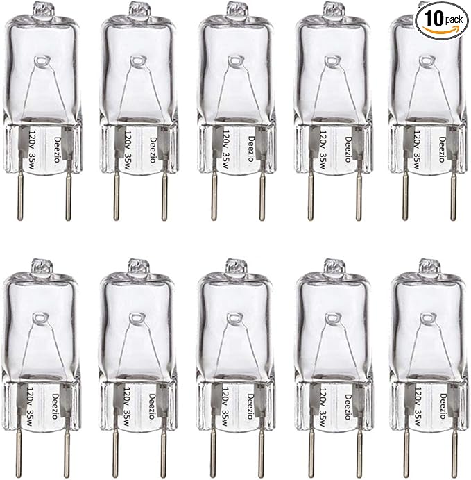 Deezio Xenon Lamp 110 130v 50w Xenon Light Bulbs 50-Watt 650 Lm, 120-Volt G8 Base, Pack of 10