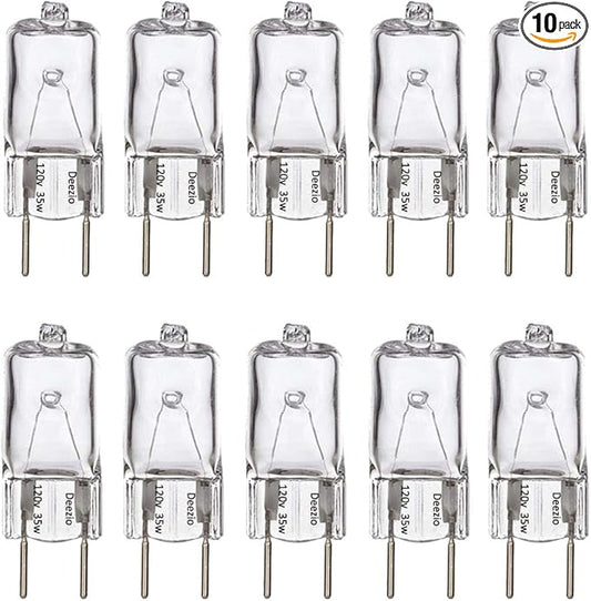 Deezio Xenon Lamp 110 130v 50w Xenon Light Bulbs 50-Watt 650 Lm, 120-Volt G8 Base, Pack of 10