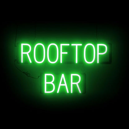 SpellBrite ROOFTOP BAR Sign | Location-Related Sign with Neon Look, Green LED Light Source | 27.8" x 15.0"