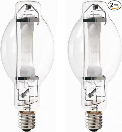 Bluex Bulbs (2 Pack MH1000/U/BT37 1000W Metal Halide Bulb Mogul Base (E39) - BT37 Clear M47 HID Lamp 110,000 Lumens 4000K