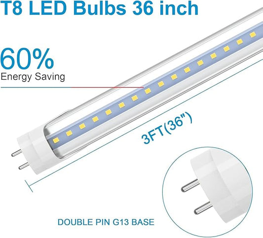 Romwish 36 Inch T8 LED Tube Light, 14W(30W Equiv.), 1600LM, 5000K Daylight, Type A+B Plug & Play or Ballast Bypass, F25T8 Fluorescent Replacement, Double-Ended Power, Under Cabinet Light, 4 Pack