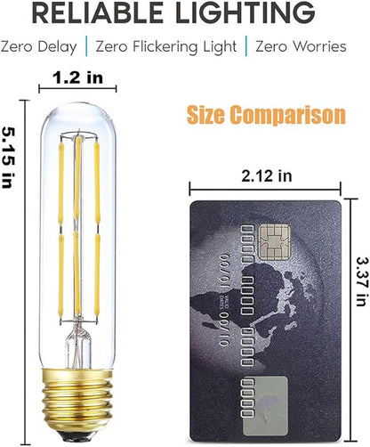 E26 Led Bulb 60 Watt Dimmable Edison Led Tube Bulbs 5000k Cool White Incandescent Tubular Light Bulb 6W Equivalent Clear Glass E26 Base Lamp Bulb for Display Cabinet Showcase Piano,6 Pack