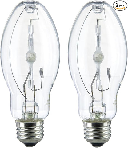 Diodesy- M98 Metal Halide Lamp 70W Pulse Start 5600 Lumens E26 Medium Base 4000K Cool White Clear ED17 Shape 15,000 Hours- High Intensity Discharge HID Outdoor Light Bulb for Street Parking Pack of 2