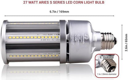 RuggedGrade Aries S Series 27W LED Corn Bulb | 3,645 Lumens | 5000K Bright White | E26 Base | Built-in 6KV Surge Protection | Indoor/Outdoor LED Retrofit Light | DLC 5.1 Premium