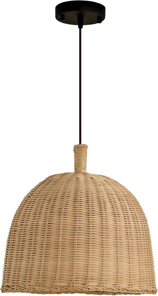 3-Light Rattan Pendant Light,13.77" Rustic Oval Hanging Light,Wicker Pendant Light Hand-Woven Rattan Chandelier for Public Place Dining Living Bedroom Kitchen Farmhouse