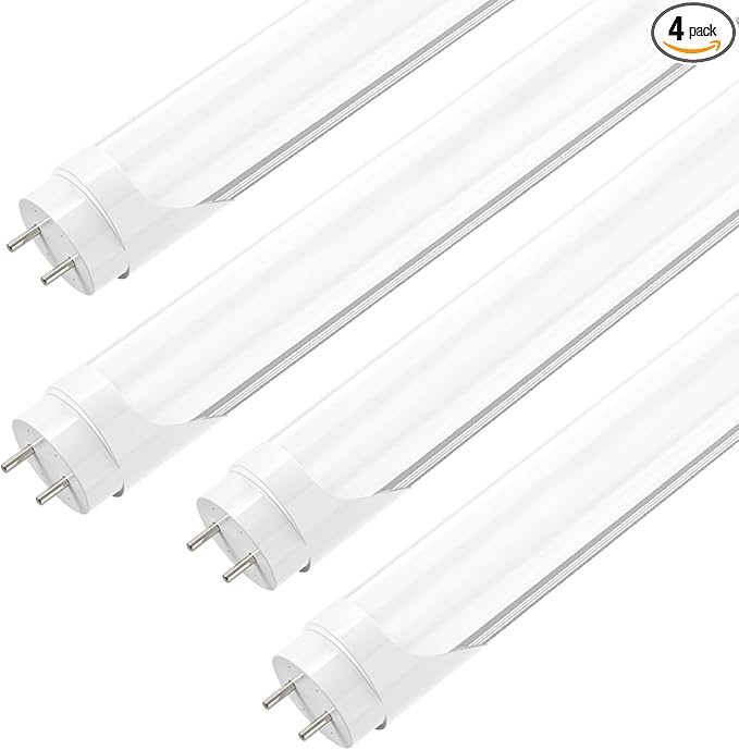 JESLED 4FT LED T8 Type A+B Tube Lights, 24W(65W Equivalent), 3200LM, 6000K, Single or Double End Powered, Plug and Play or Ballast Bypass, 4 Foot T10 T12 Fluorescent Bulbs Replacement, Frosted(4-Pack)