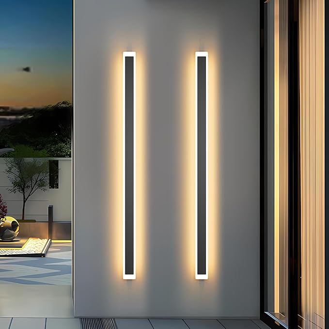 2 Pack 56.3In Long Outdoor Lights,IP65 Waterproof Modern Exterior Lighting Fixture 3000K Linear Outdoor Light for Porch Courtyard