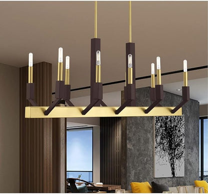 Livex Lighting 51168-12 Beckett - Ten Light Linear Chandelier, Satin Brass/Bronze Finish