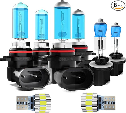 Light Bulbs Compatible with GMC Sierra 2500 HD 2001-2002 Headlight Bulbs,9005 High Beam + 9006 Low Beam + 880 Fog Lights Halogen Light Bulb + License Plate Lights, Pack of 8