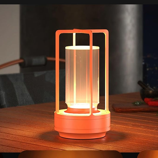 Portable Table Lamp for Indoor/Outdoor, Rechargeable Cordless Desk Lamp with Touch Sensor, 3 Way Dimmable Suitable for Bars/Cafes/Restaurants/Bedrooms/Camping Sites (Orange)