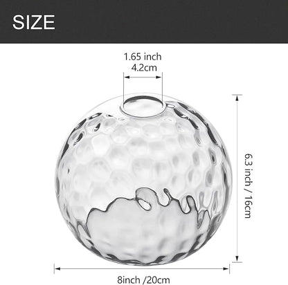 Fixture Replacement Globe Shade with 1.65 Inch Fitter, 8 Inch Diameter, E26 Base 1-5/8 Inch Fitter, Glass Lampshade Cover for Pendant Wall Sconce Chandelier (8 Inch Clear Hammered Glass(2 pack))