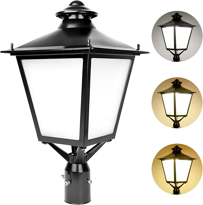 LED Post Top Light 120W/100W/80W Power Tunable, 3CCT 3000K/4000K/5000K Outdoor Post Pole Lights, IP65 Waterproof LED Parking Lot Light for Garden Yard Street Lighting, AC100-277V UL DLC Listed