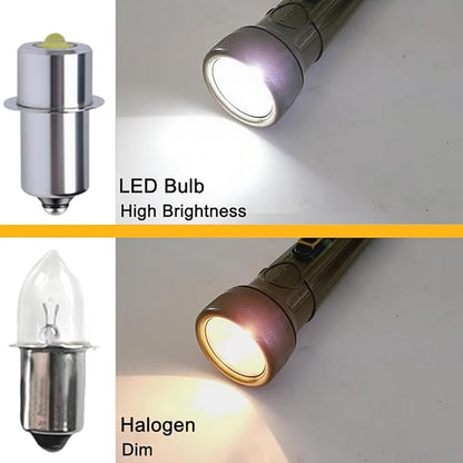 2Pcs 4-12V Wide Voltage LED Bulb P13.5S Replacement for Vintage Bike Lamps, MX-993/U Military Torches & 4-6 Cell Maglite - Tactical Flashlight Replacement KPR113/K13/K15 Compatible