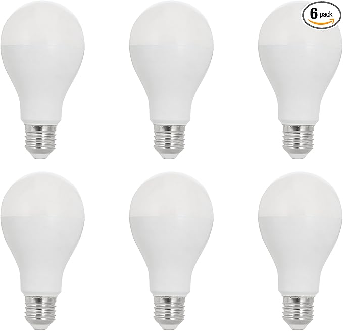 Sunlite LED A21 Light Bulb, 18 Watts (150W Equivalent), 2600 Lumens, 120V, Dimmable, Medium E26 Base, 220 Degree Beam Angle, UL Listed, RoHS Compliant, 2700K Soft White, 6 Pack
