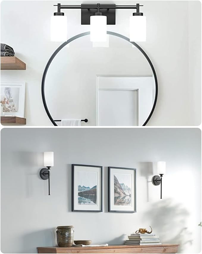 White Frosted Glass Shade Replacements - 4 Pack Elegant Cylinder Glass Globe Shades with 1-5/8-inch Fitter for Pendant, Chandelier, Wall Sconces