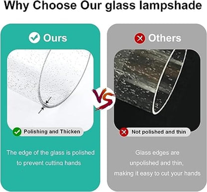 1 Pack Seeded Clear Glass Lamp Shade Replacement Glass Shade for Pendant light, Floor lamp, Desk lamp,Wall Sconces and Bathroom Vanity lights.1-5/8-Inch Fitter Opening