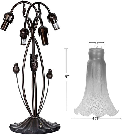 Bieye L10699 Lily Flower Blown Glass Accent Table Lamp for Living Room Bedroom Decoration (4-Light, Orange)