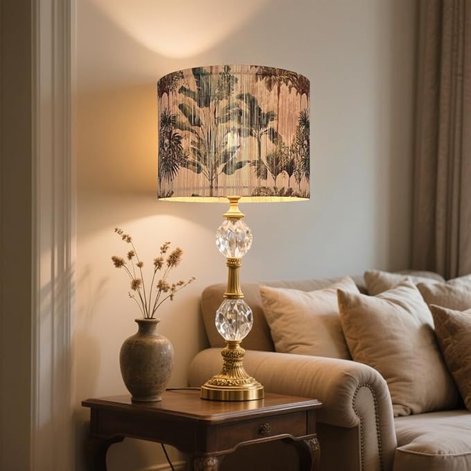 Floral Bamboo Lampshade With Tropical Plants Bamboo Made, Suitable For Floor Lamps And Desk Lamps, Art deco, Rustic And Elegant, Groovy Unique(11.8 * 9Inch) (Tropical Tree B)