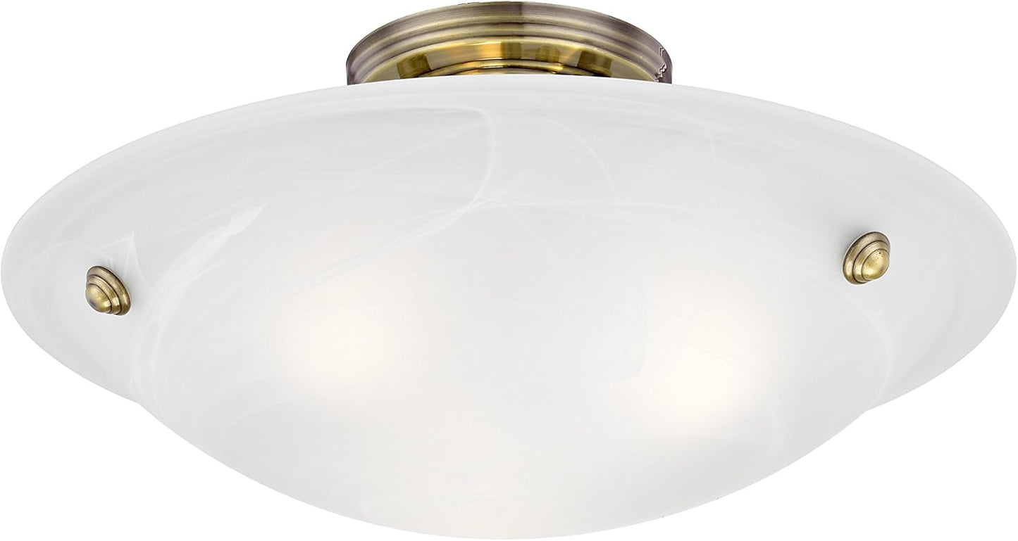 Livex Lighting 4273-01 Oasis 3-Light Ceiling Mount, Antique Brass