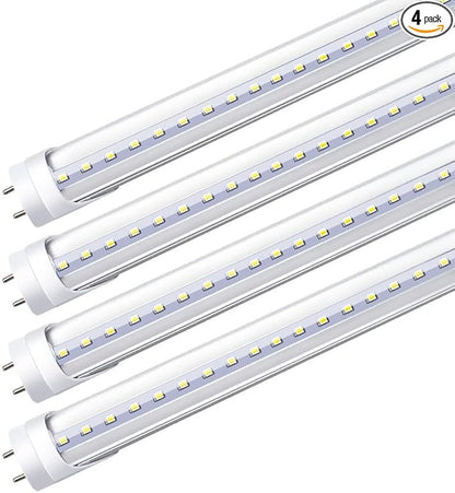LightingWill LED T8 Light Tube 3FT, Daylight White 5000K, Dual-End Powered Ballast Bypass, 1600Lumens 15W (32W Fluorescent Equivalent), Clear Cover, AC85-265V Lighting Tube Fixtures, 4 Pack
