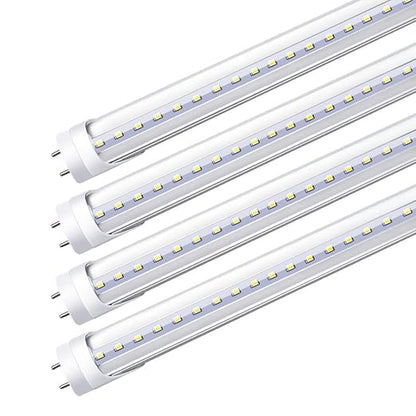 LightingWill LED T8 Light Tube 4FT, Daylight White 5000K, Dual-End Powered Ballast Bypass, 2000Lumen 18W (40W Equivalent Fluorescent Bulb Replacement), Clear Cover, AC85-265V Lighting Fixture, 4 Pack…