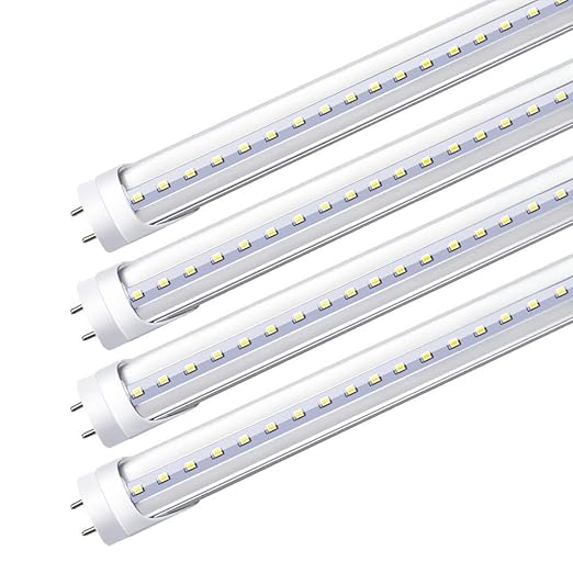 LightingWill LED T8 Light Tube 4FT, Daylight White 5000K, Dual-End Powered Ballast Bypass, 2000Lumen 18W (40W Equivalent Fluorescent Bulb Replacement), Clear Cover, AC85-265V Lighting Fixture, 4 Pack…
