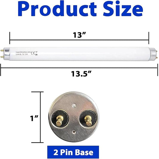 6 Pack T8F10W BL 10W Replacement Bulbs T8 10 Watts Fluorescent Tube for 20W Device 13 Inch 365-nm Black Light