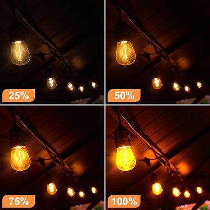 SUNTHIN 50 Pack Dimmable 1W S14 Replacement LED Bulbs, 2700K Warm White Waterproof Outdoor String Lights Vintage LED Filament Bulb, Shatterproof E26 Screw Base Edison Light Bulbs