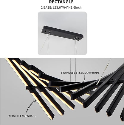 JAYMP Designer Chandelier Modern Dimmable LED Pendant Light, Adjustable Strip Light Bar, Kitchen Island Dining Room Hanging Lamp (Black, 30 Lights)
