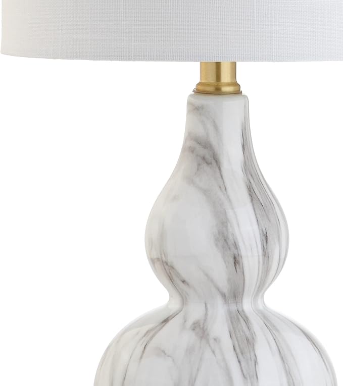 JONATHAN Y JYL1028D Anya 20.5" Mini Glass LED Table Lamp, Transitional, Glam, Midcentury, Modern, Elegant, Office, Living Room, Family Room, Dining Room, Bedroom, Hallway, Foyer, Black/White