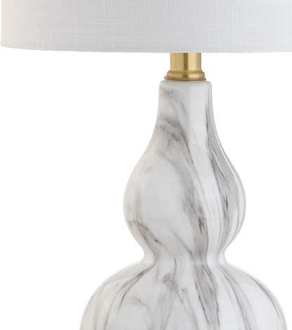 JONATHAN Y JYL1028D Anya 20.5" Mini Glass LED Table Lamp, Transitional, Glam, Midcentury, Modern, Elegant, Office, Living Room, Family Room, Dining Room, Bedroom, Hallway, Foyer, Black/White