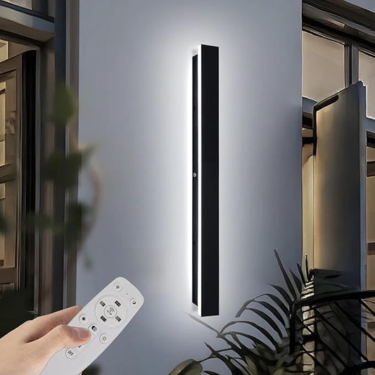 Modern Black Outdoor Wall Lights for House 39.4" Garage Exterior Lighting Fixtures LED IP65 Outdoor Wall Light Dimmable 3000K-6000K Long Strip Anti-Rust Wall Lamp for Patio Passage Porch