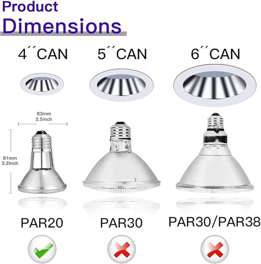 PAR20 Halogen Light Bulbs, 39W High Output (50W Replacement) PAR20 Flood Light Bulb, Dimmable, 120V 1755 Lumens 2700k Warm White, E26 Medium Base, Par20 Halogen Bulbs (2 Pack)