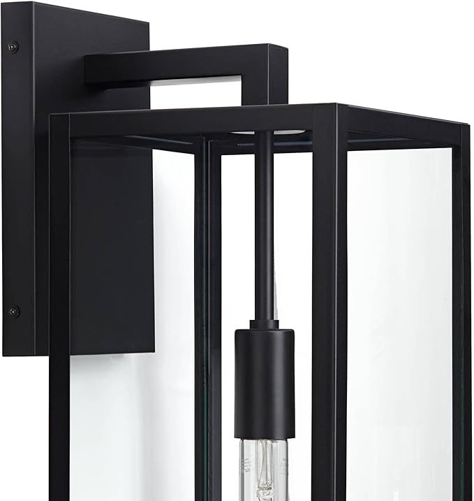 John Timberland Titan Modern Industrial Outdoor Wall Light Fixture Mystic Black 27" Clear Glass Panels for Exterior Barn Deck House Porch Yard Patio Outside Garage Front Door Garden Home Roof