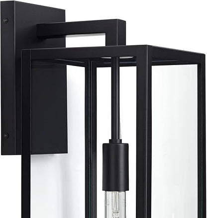 John Timberland Titan Modern Industrial Outdoor Wall Light Fixture Mystic Black 27" Clear Glass Panels for Exterior Barn Deck House Porch Yard Patio Outside Garage Front Door Garden Home Roof