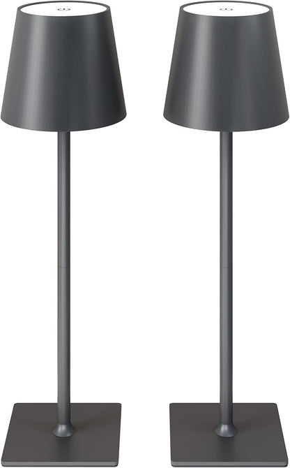 2 Pack Cordless Table Lamps, 3 Colors Stepless Dimming, 5000mAh Rechargeable Battery LED Desk Lamp for Bedroom/Couple Dinner/Desk/Cafe/Dining Room/Terrace