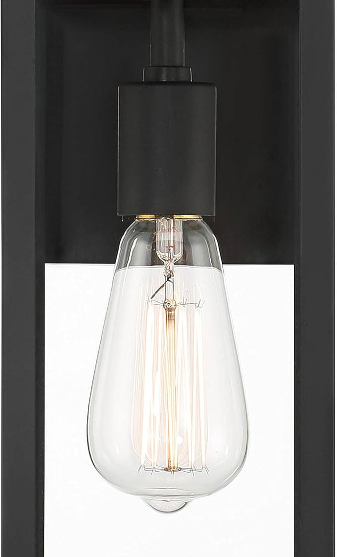 John Timberland Titan Modern Industrial Outdoor Wall Lights Fixtures Set of 2 Mystic Black Metal Damp Rated 14" Clear Glass Exterior House Porch Patio Outside Deck Garage Yard Front Door Home